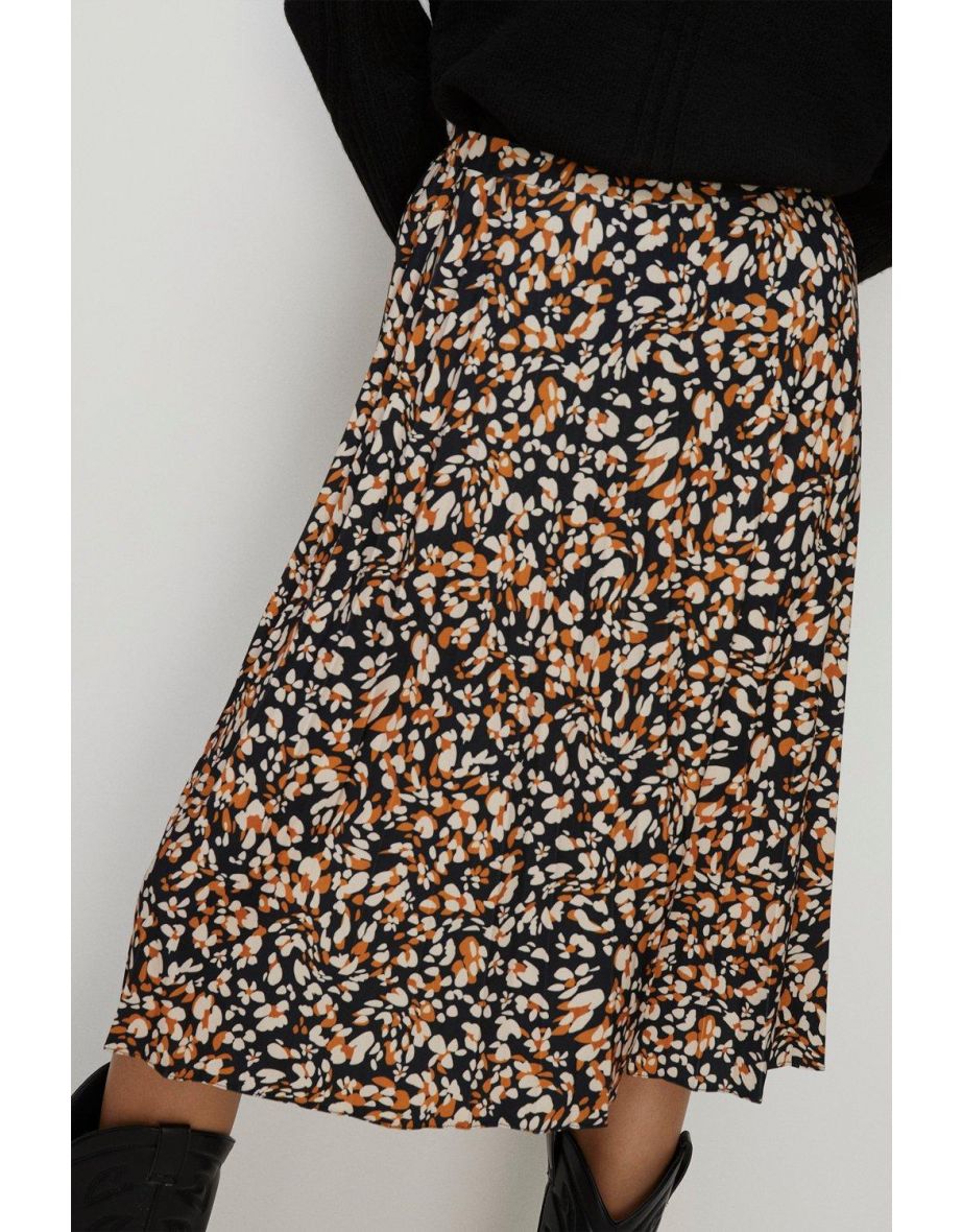 Slinky Jersey Animal Pleated Midi Skirt - 2