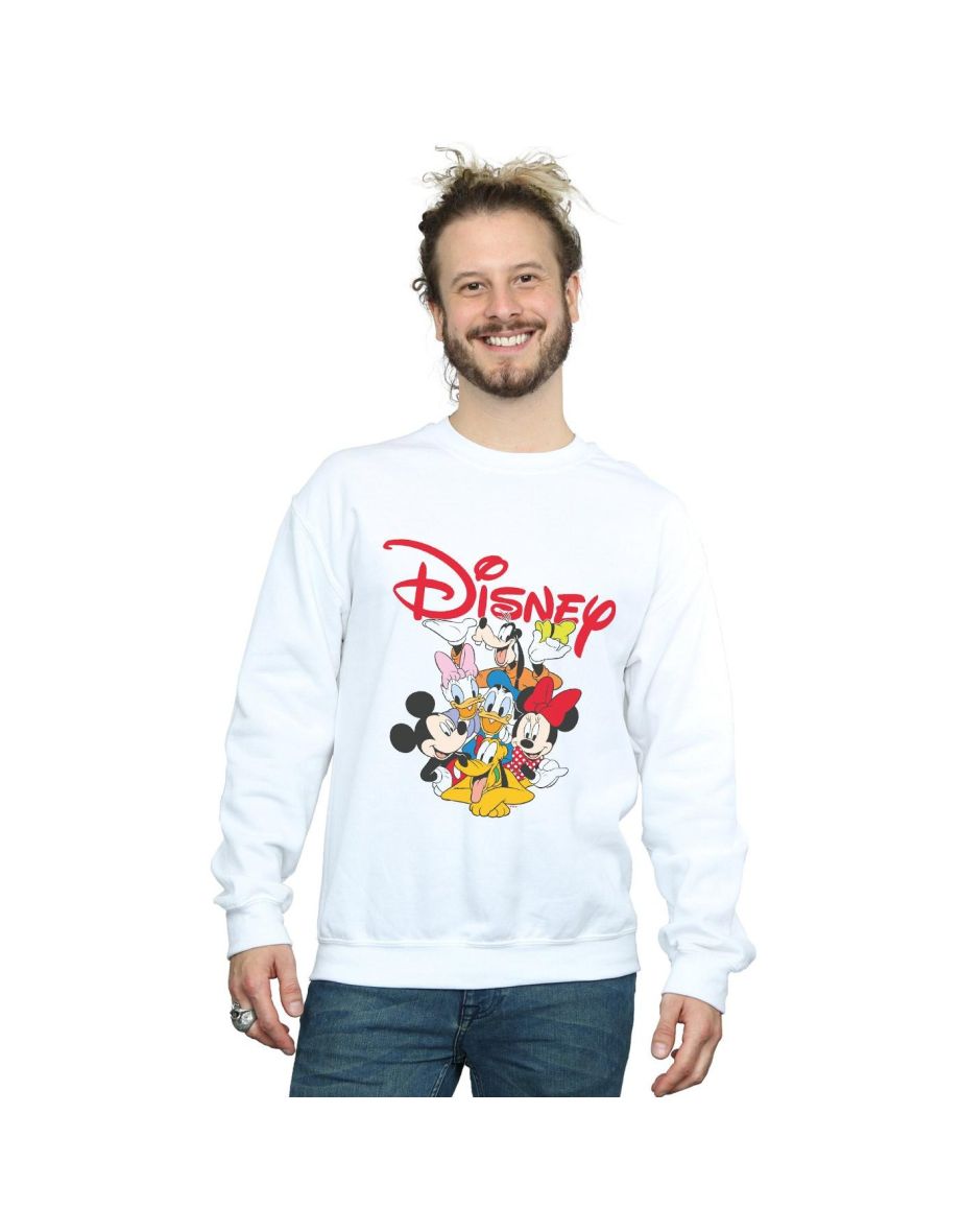 Disney Mens Mickey Mouse Crew Sweatshirt - White