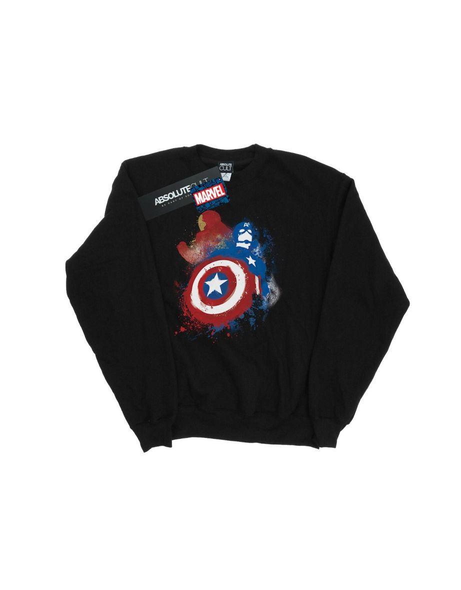 Marvel Boys Captain America Civil War Painted Vs Iron Man Sweatshirt - Black