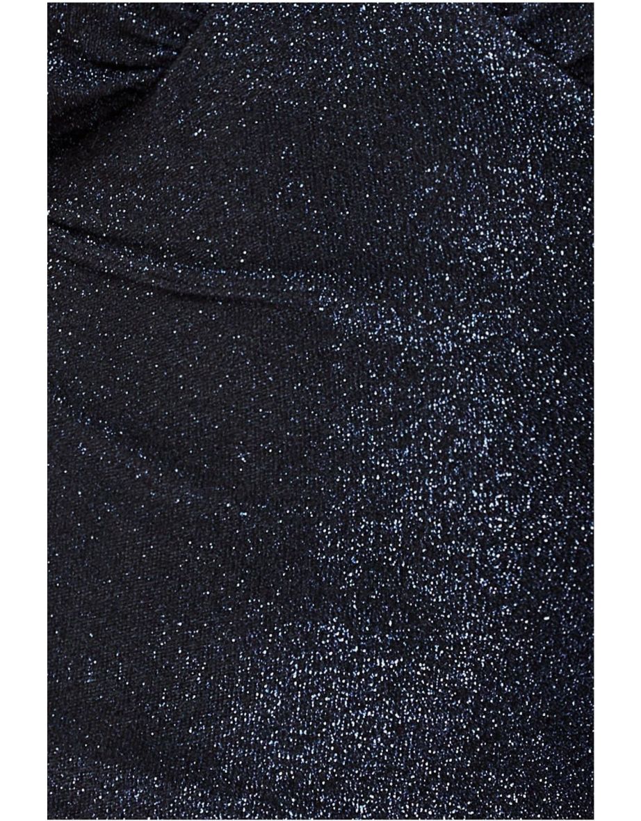 Goddiva Kimono Sleeve Lurex Midi Dress - Navy - 4