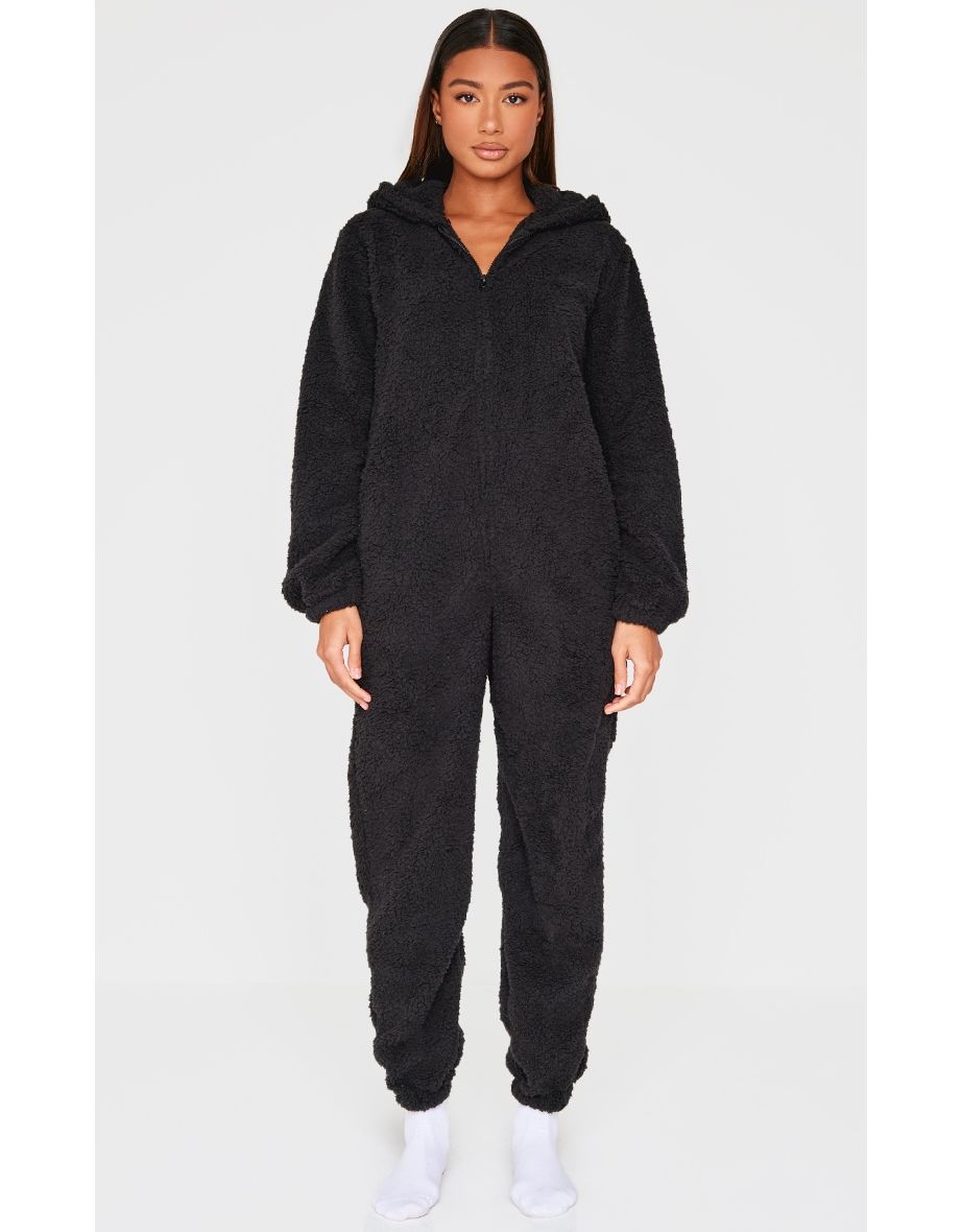Black Fleece Teddy Ears Onesie