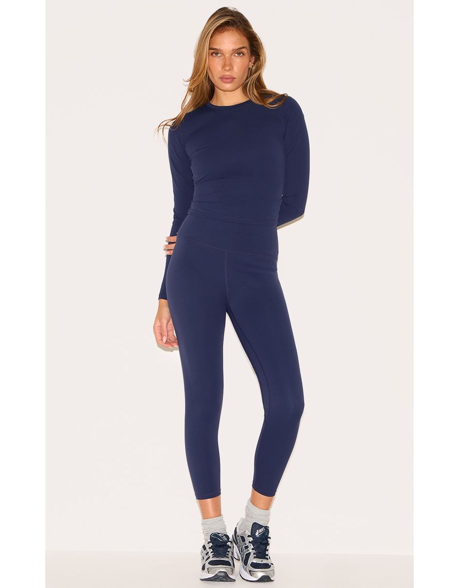 Navy Sculpt Cropped Gym Leggings