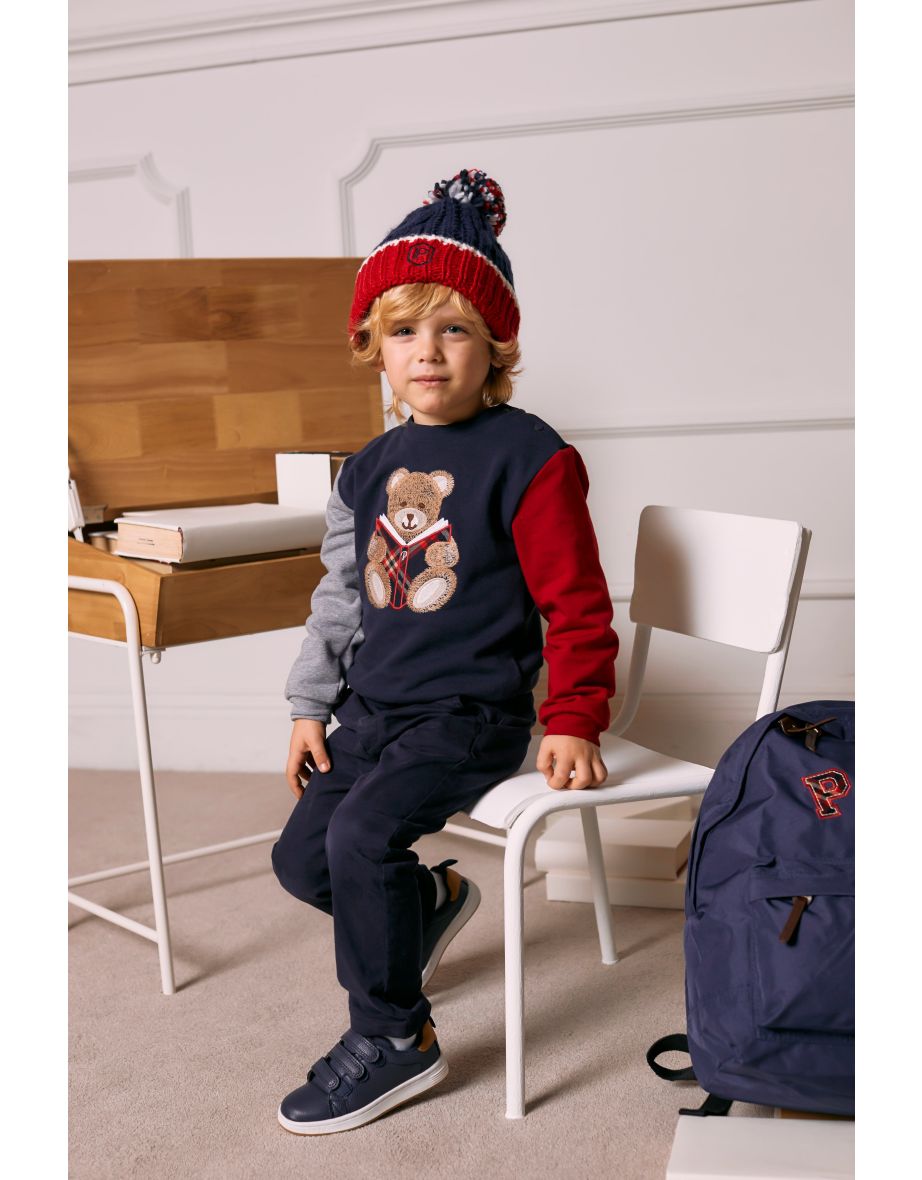 Baby Boys Teddy Bear Jumper in Navy