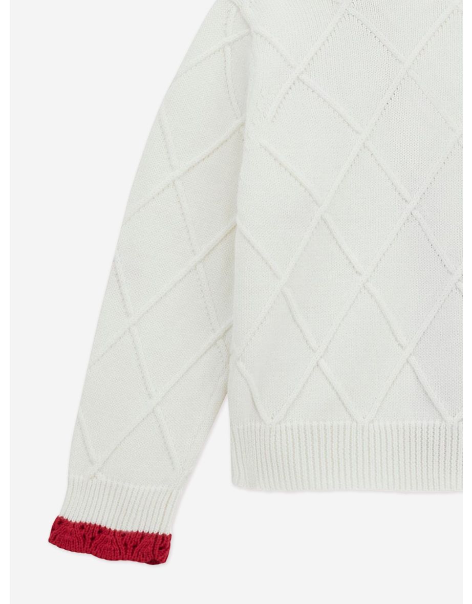 Girls Cherry Cardigan in Ivory - 3