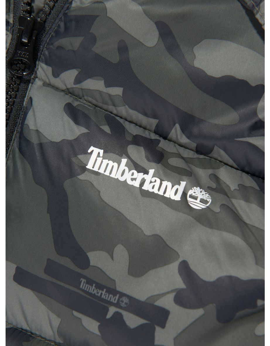 Boys Camouflage Puffer Jacket in Green - 3
