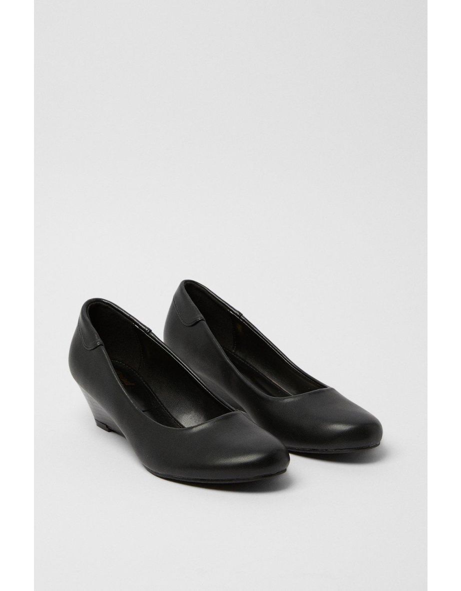 Good For The Sole: Cerys Comfort Low Wedge Heel Court Shoes - 2
