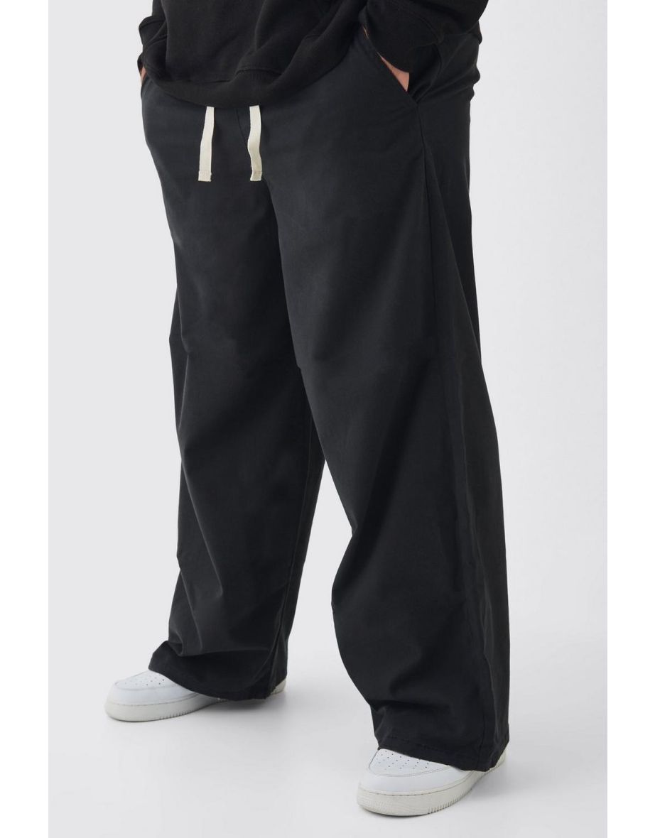 Plus Baggy Fit Elasticated Waist Contrast Drawcord Trousers