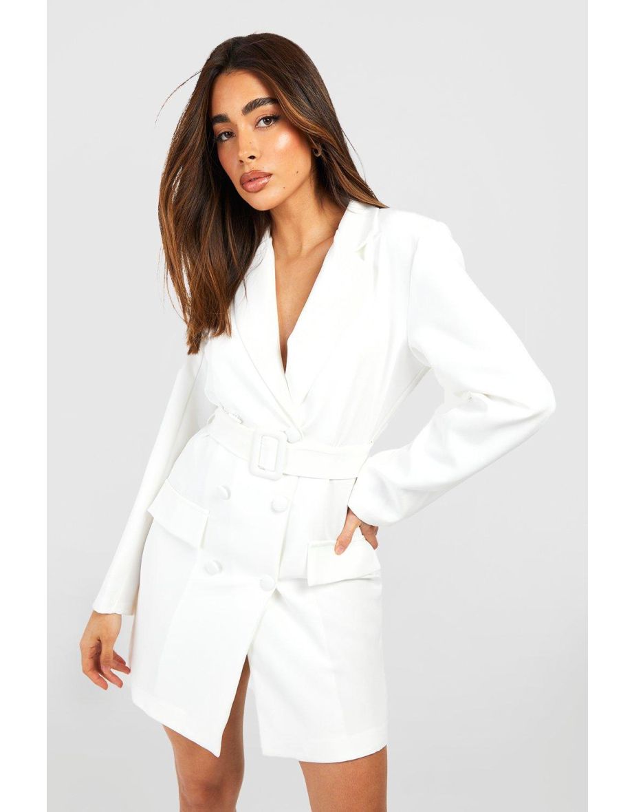 White belted clearance blazer dress