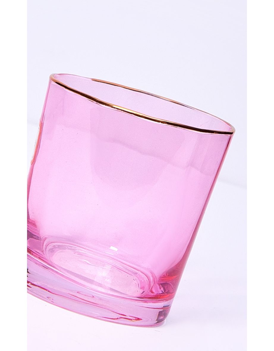 Pink Short Juice Cup with Gold Rim - 1