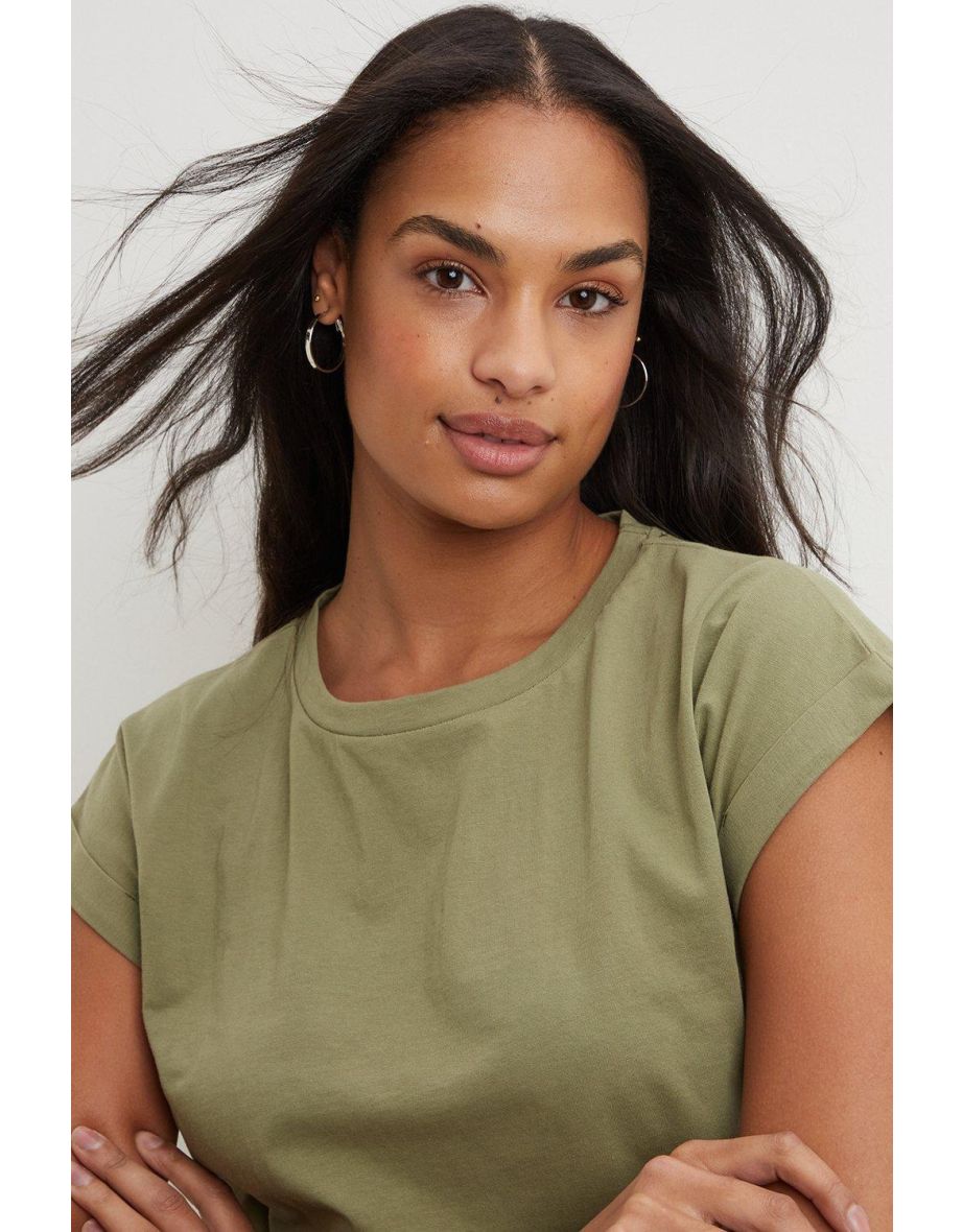 Dorothy Perkins Khaki Cotton T-Shirt - 3