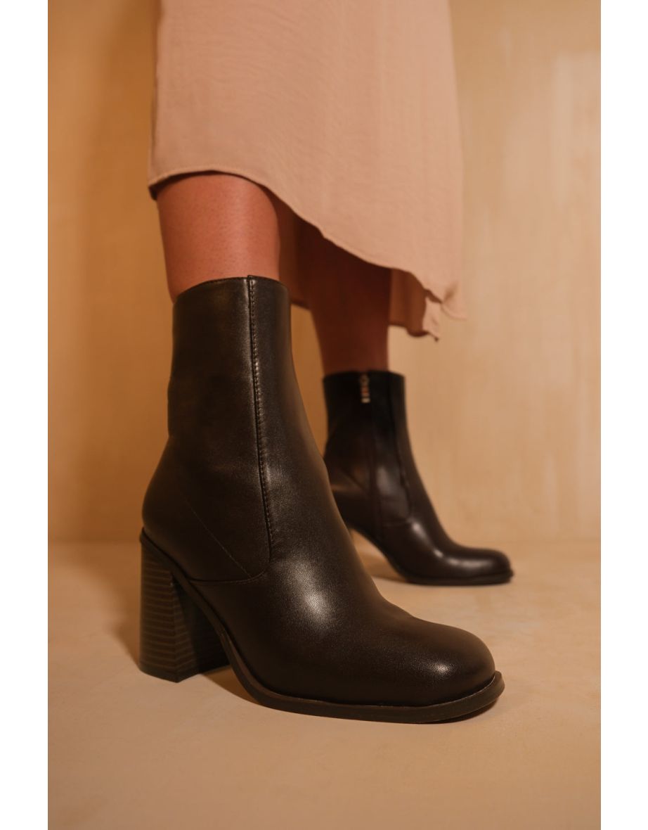 Brown mid calf boots with heel hotsell