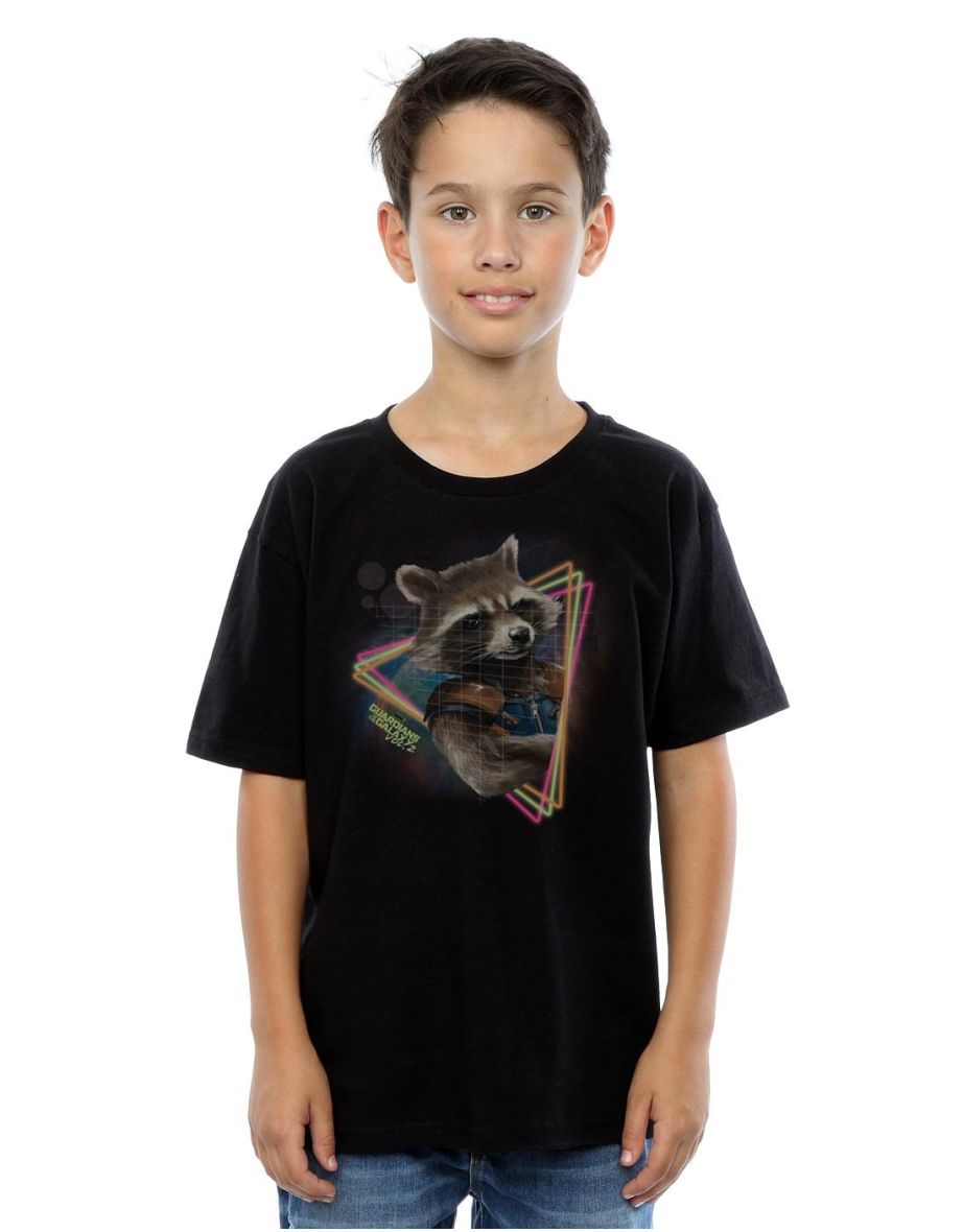 Guardians Of The Galaxy Boys Rocket Raccoon Neon T-Shirt - Black - 3