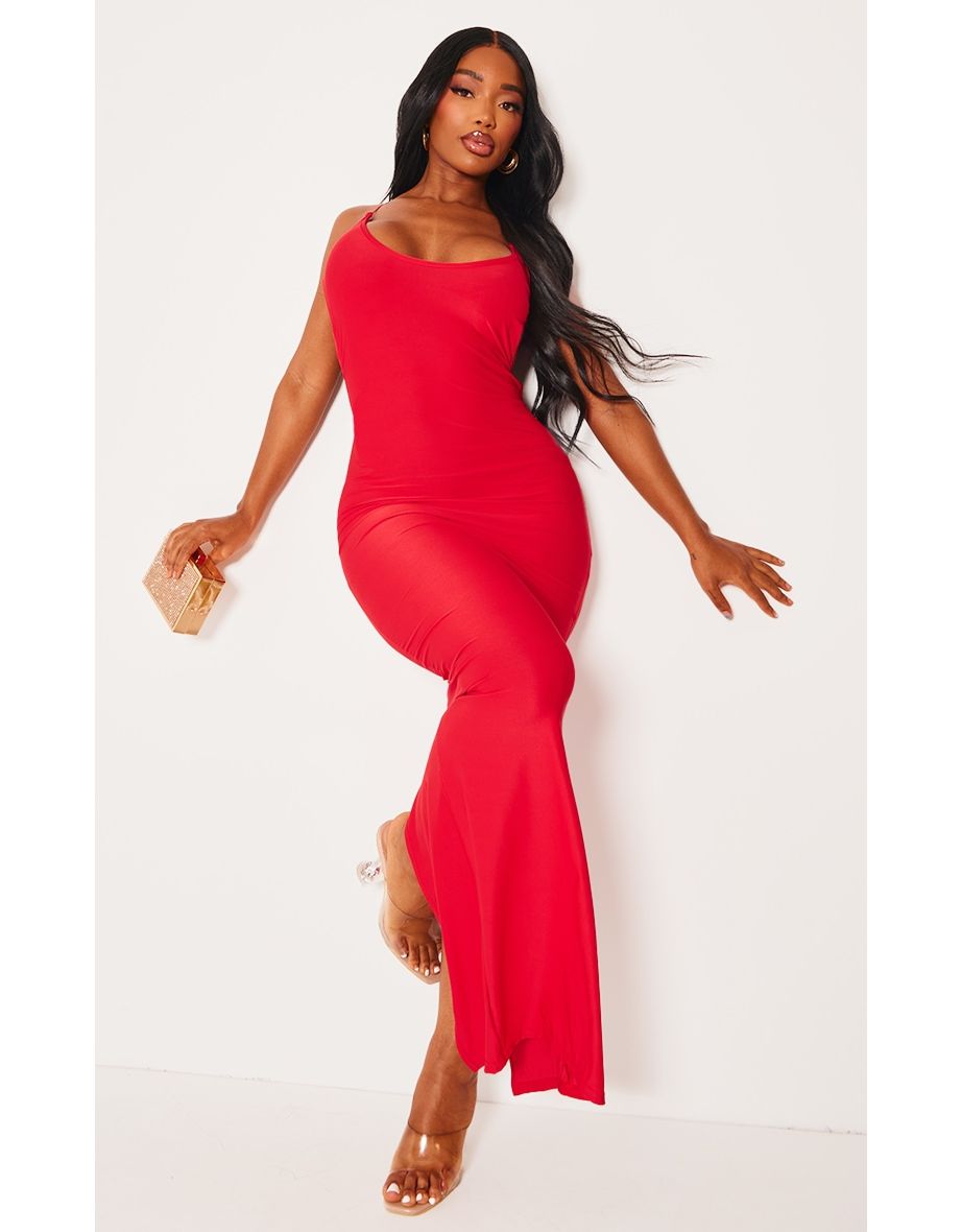 Shape red slinky discount ruched mini dress