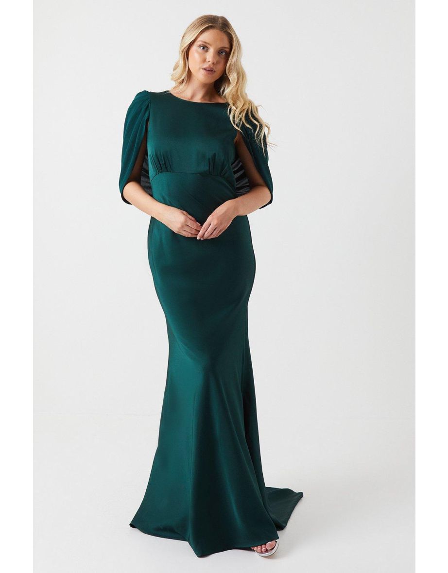 Chiffon Cowl Back Satin Bridesmaids Dress