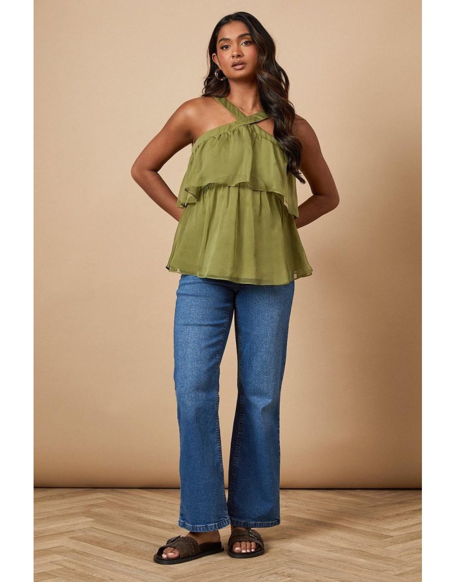 Chiffon Tiered Halterneck Blouse