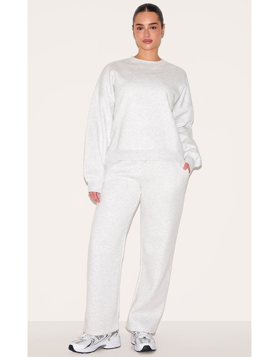 Light Grey Oversized Sweatshirt Tracksuit Set