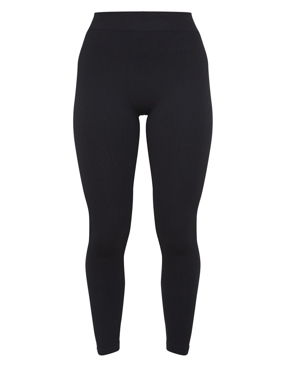 Petite Black Contour Rib Seamless Leggings - 4