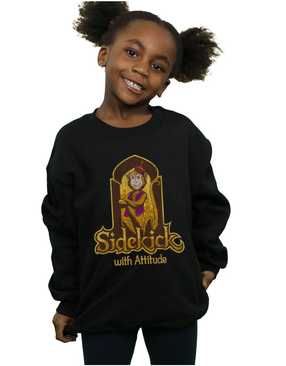 Disney Girls Aladdin Movie Abu Sidekick With Attitude Sweatshirt - Black