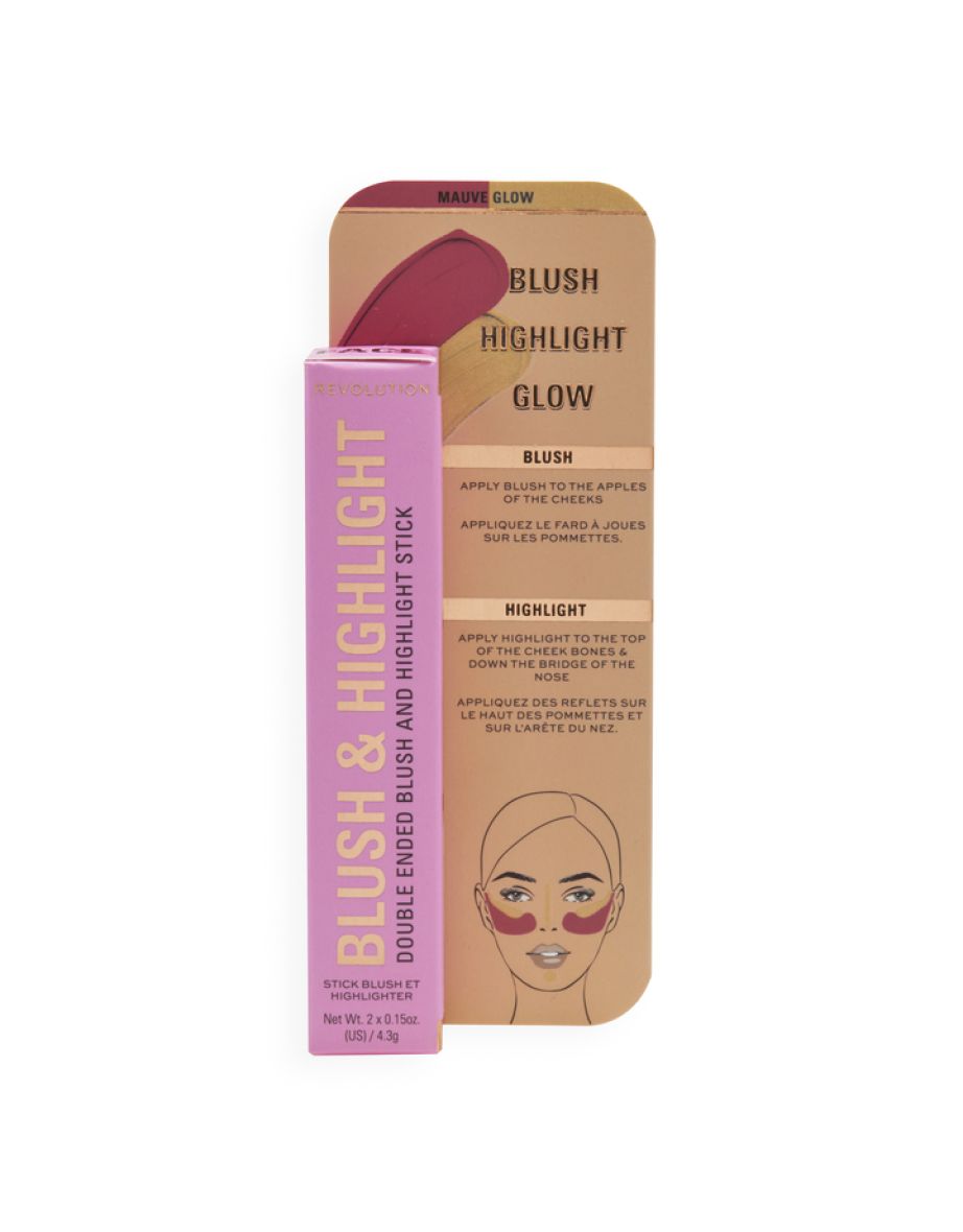 Revolution Blush & Highlight Stick Mauve Glow - 3