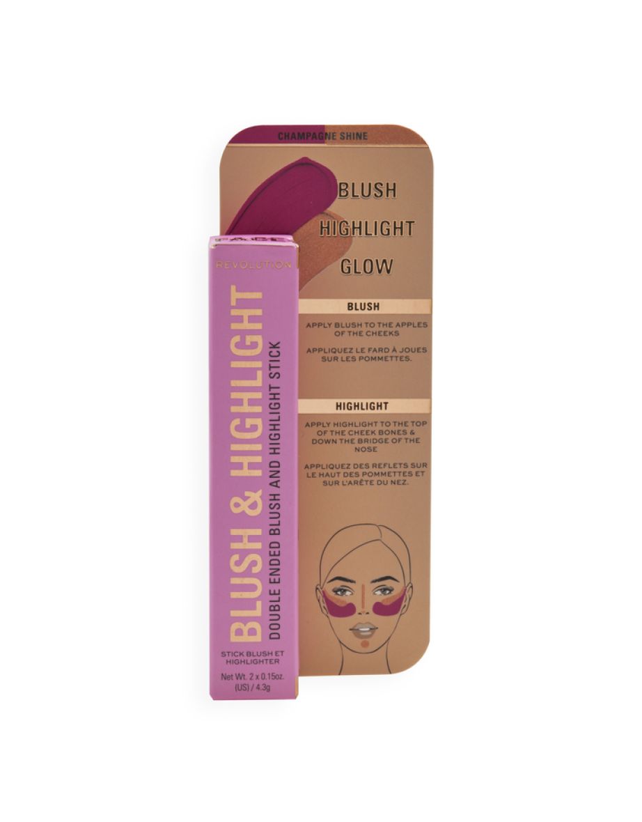 Revolution Blush & Highlight Stick Champagne Shine - 3