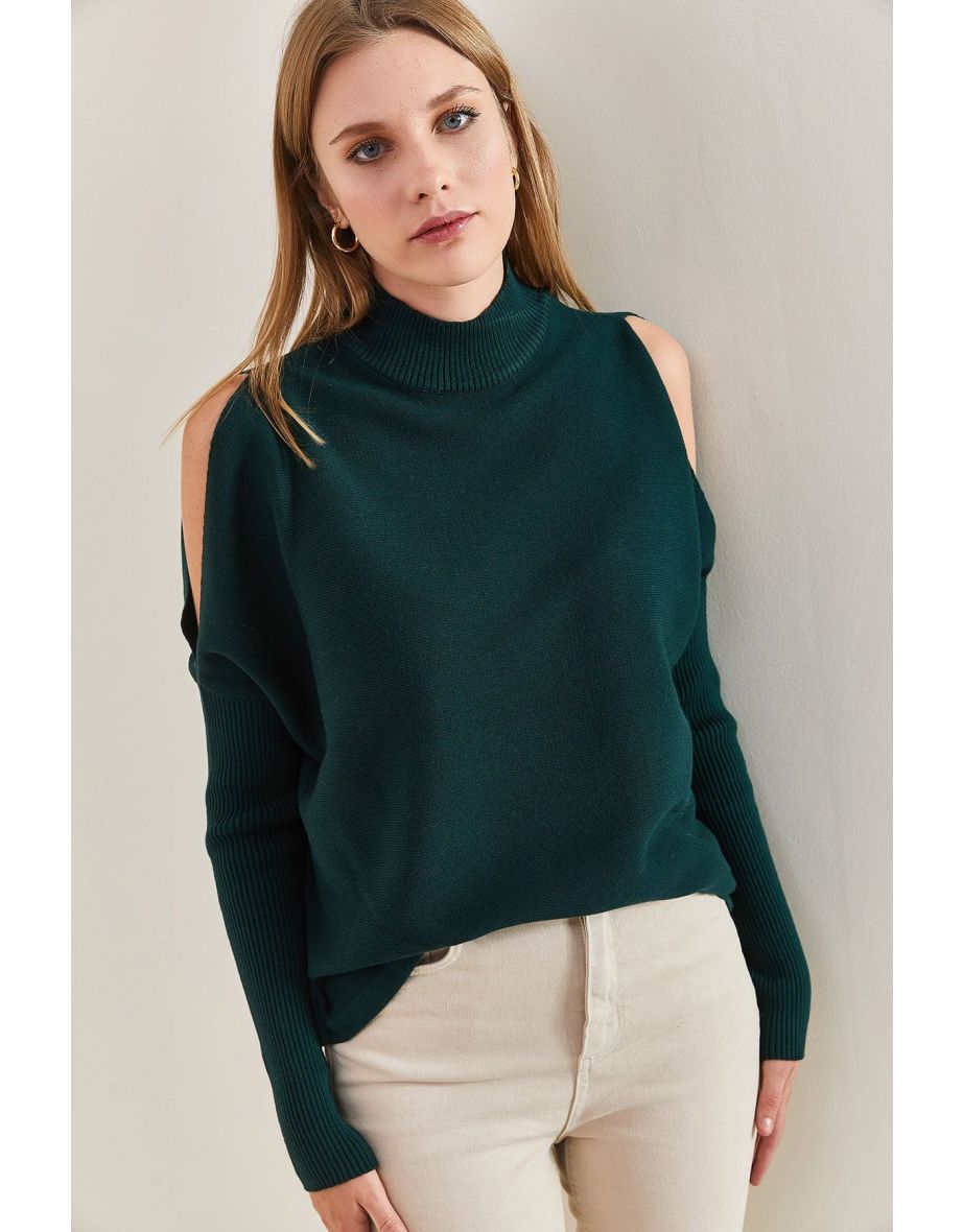 Women's Half Turtleneck Decollete Knitwear Sweater