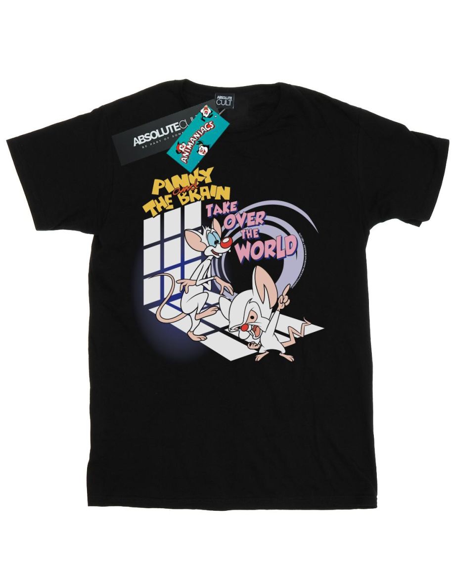 Animaniacs Mens Pinky And The Brain Take Over The World T-Shirt - Black