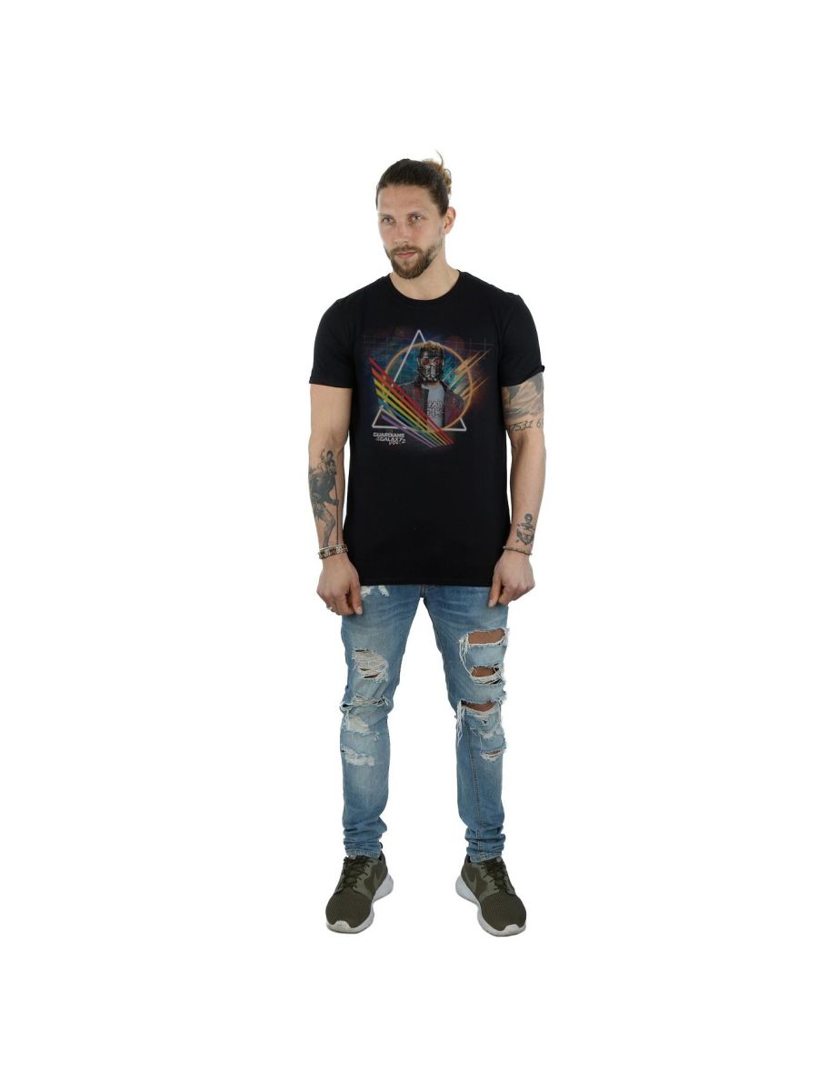 Marvel Mens Guardians Of The Galaxy Neon Star Lord Masked T-Shirt - Black
