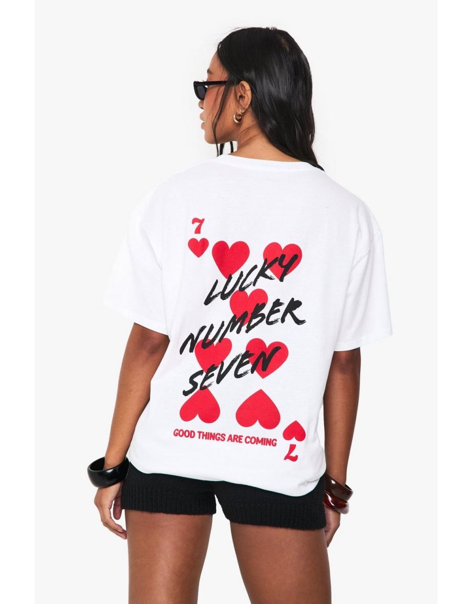 Lucky Number Seven Oversized Printed T-shirt - white