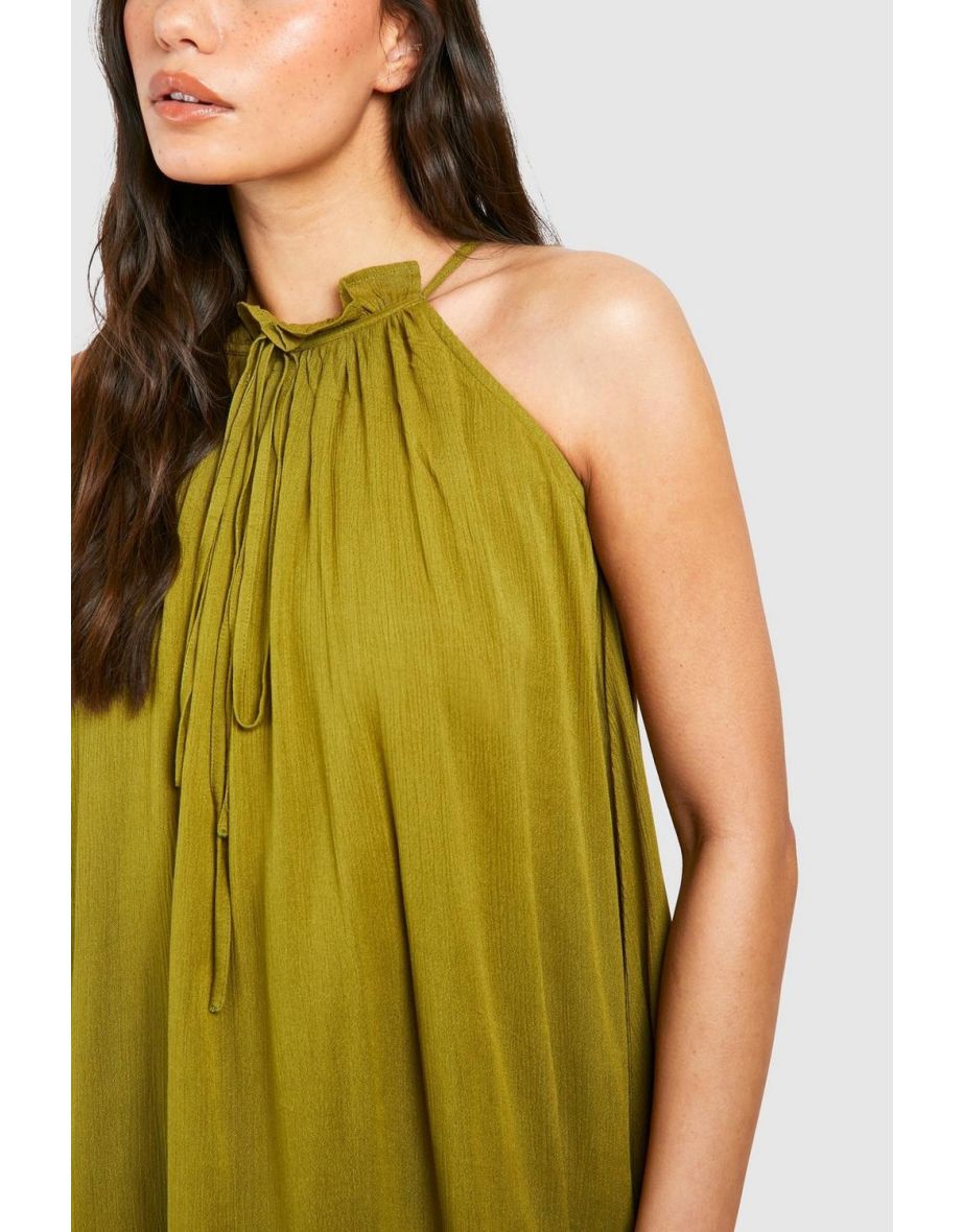 Cheesecloth Mini Smock Dress - green - 3