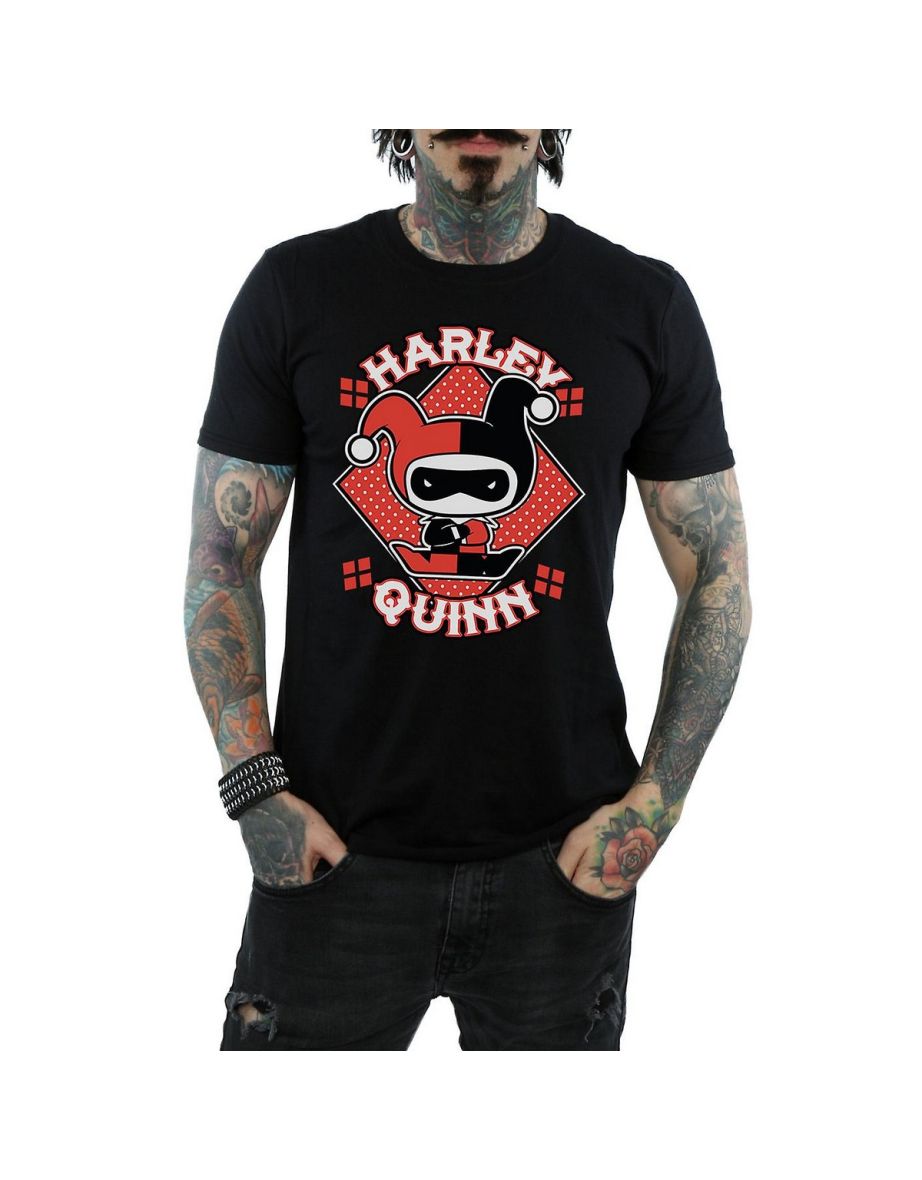 Harley Quinn Mens Chibi Cotton T-Shirt - Black
