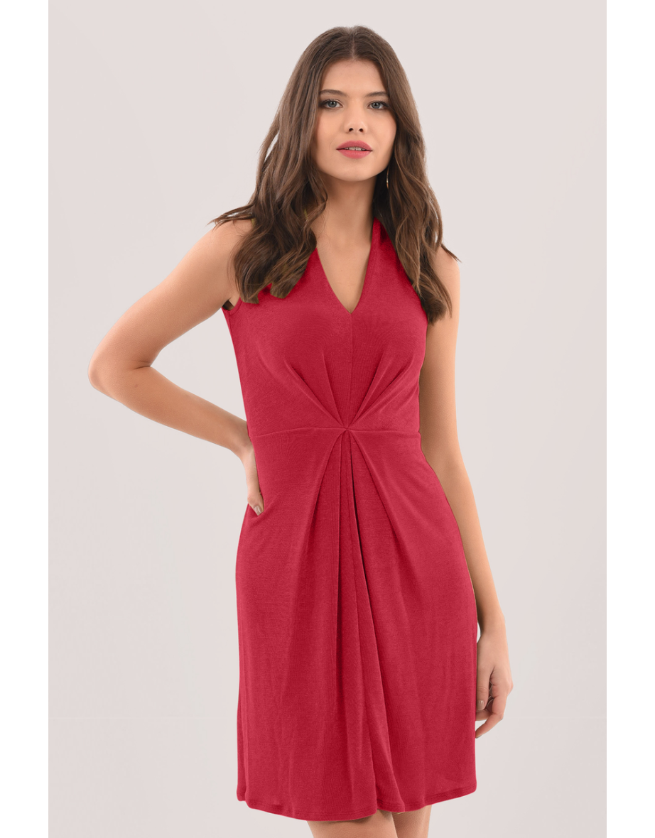 Closet London Dark Pink Centre Pleats A-Line Dress