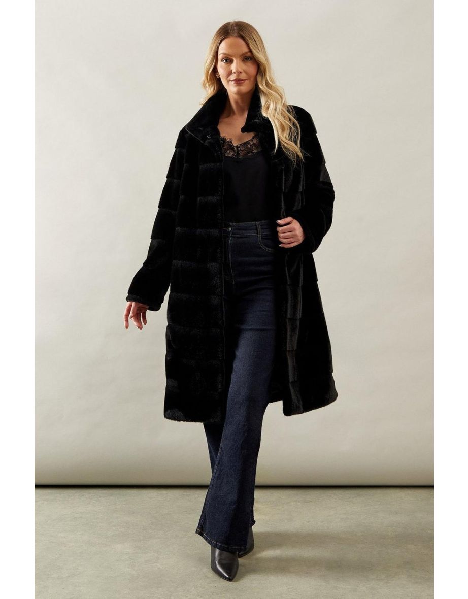 Faux Fur Funnel Neck Coat
