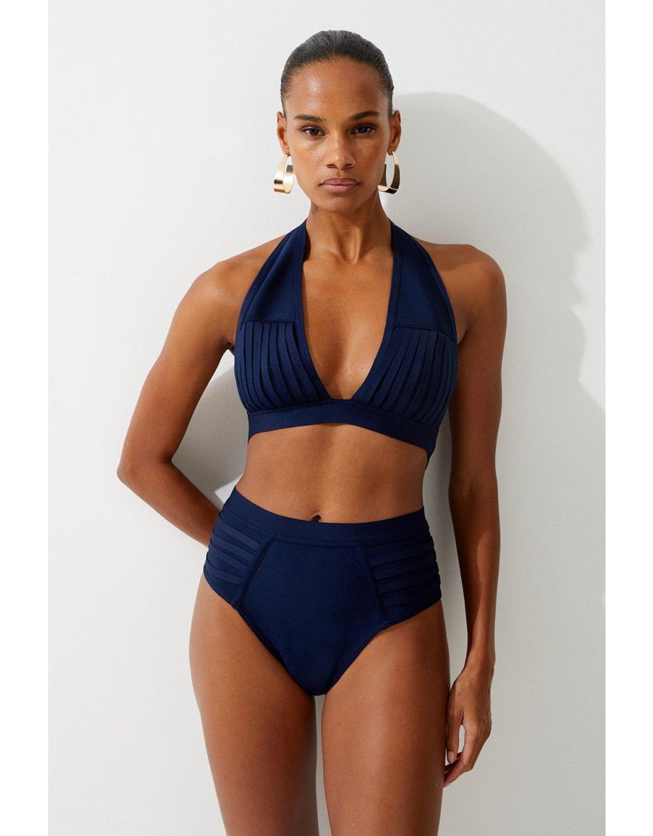 Bandage Sheer Stripe Halter Neck Top