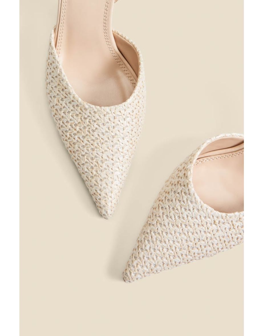 Natural Raffia Flared Heel Slingback Court Shoe* - 4