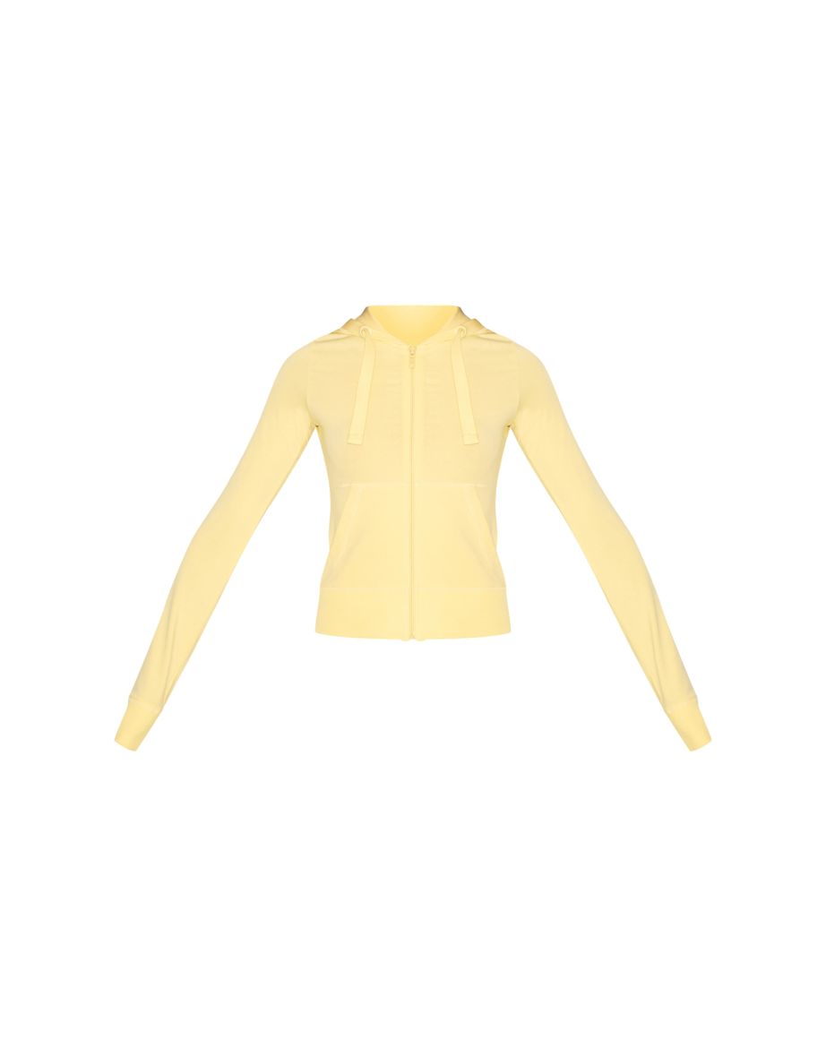 Butter Yellow Zip Up Fitted Track Top - 4