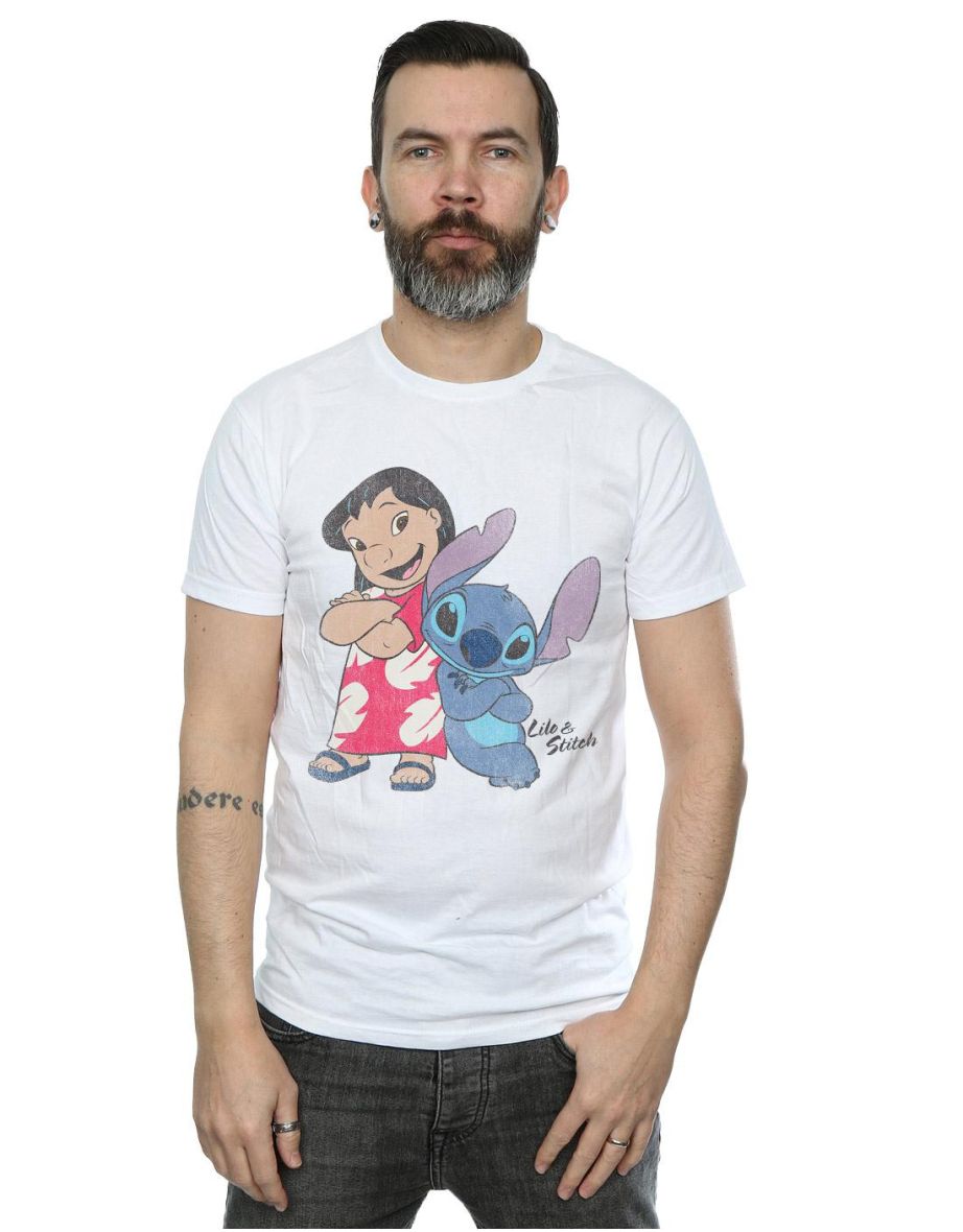 Lilo & Stitch Mens Classic Cotton T-Shirt - White