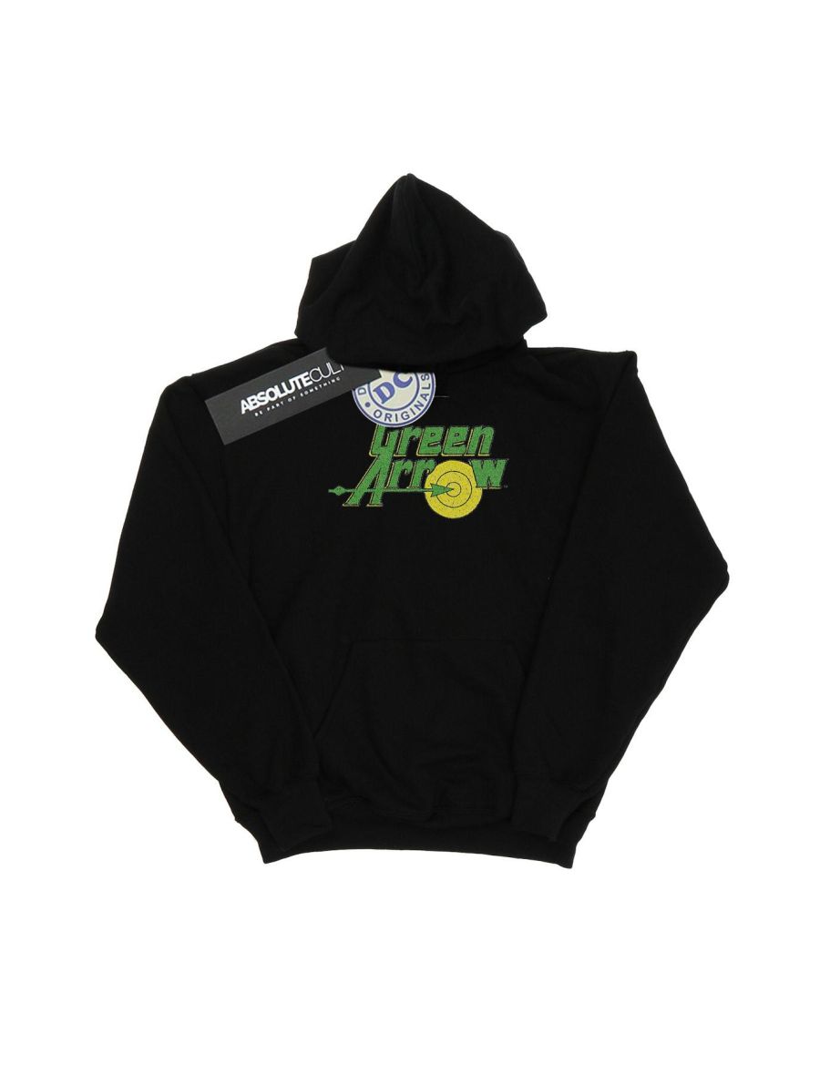 DC Comics Boys Green Arrow Crackle Logo Hoodie - Black