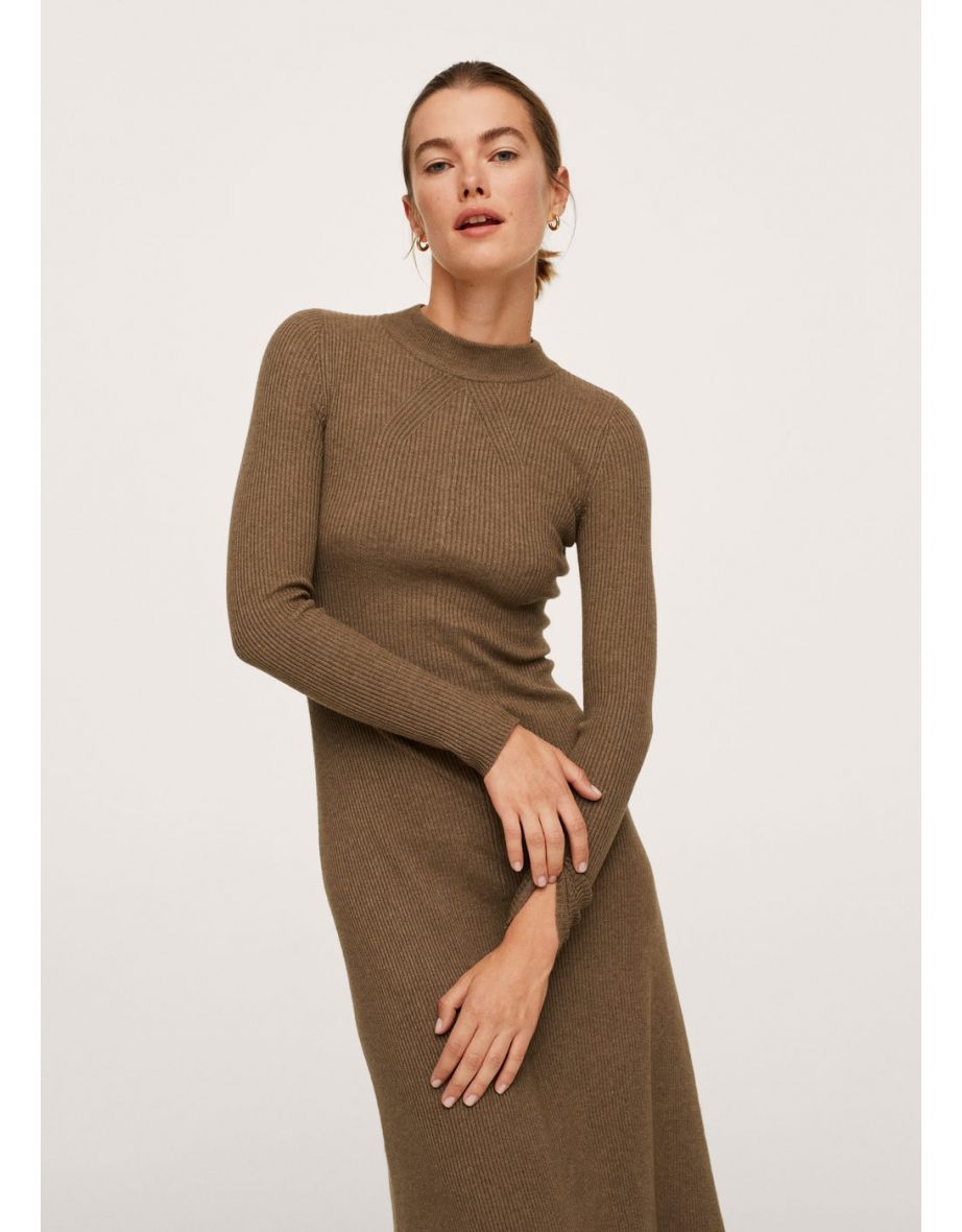 Ribbed Knit Dress With Turtleneck Made Of A New Wool And, 48% OFF