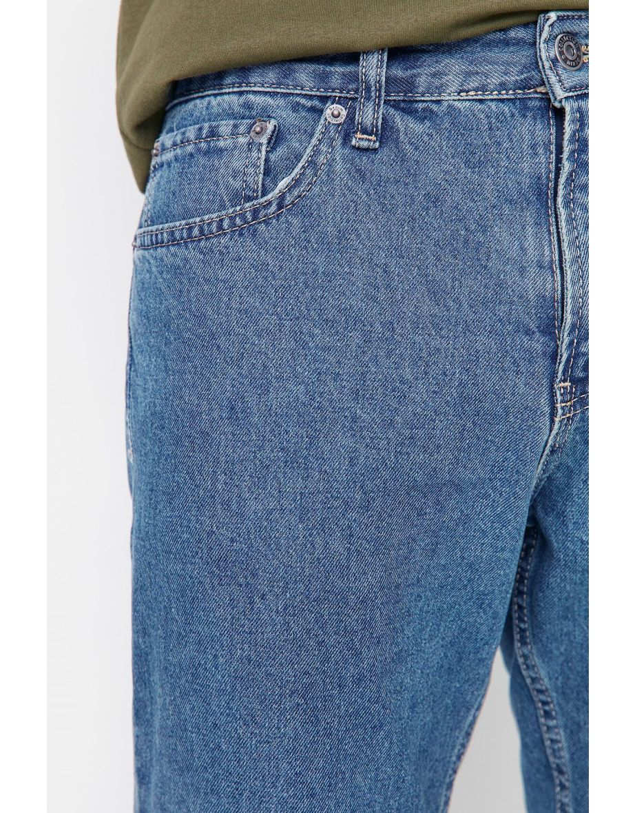 Blue Men's Relax Fit Boyfriend Jeans Denim Trousers - 7