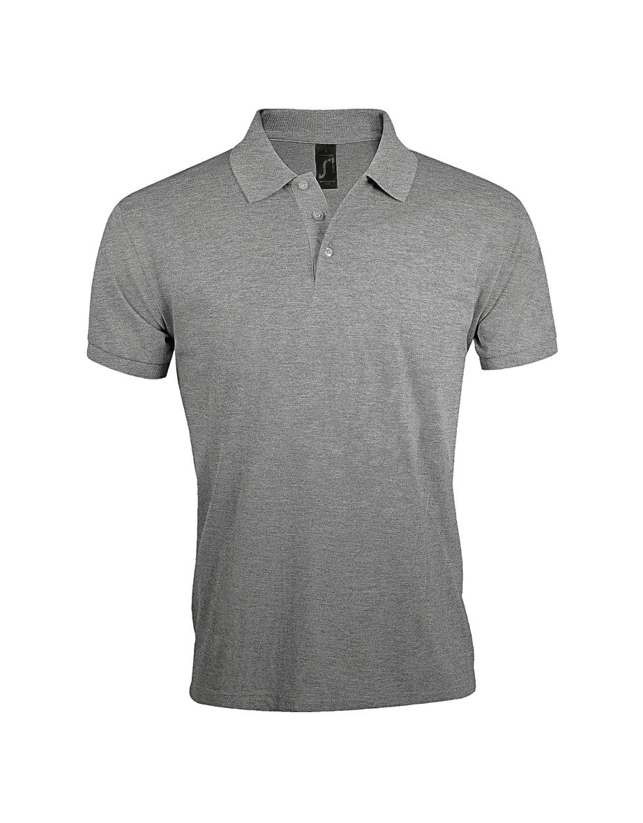 SOLs Mens Prime Pique Plain Short Sleeve Polo Shirt - Grey Marl