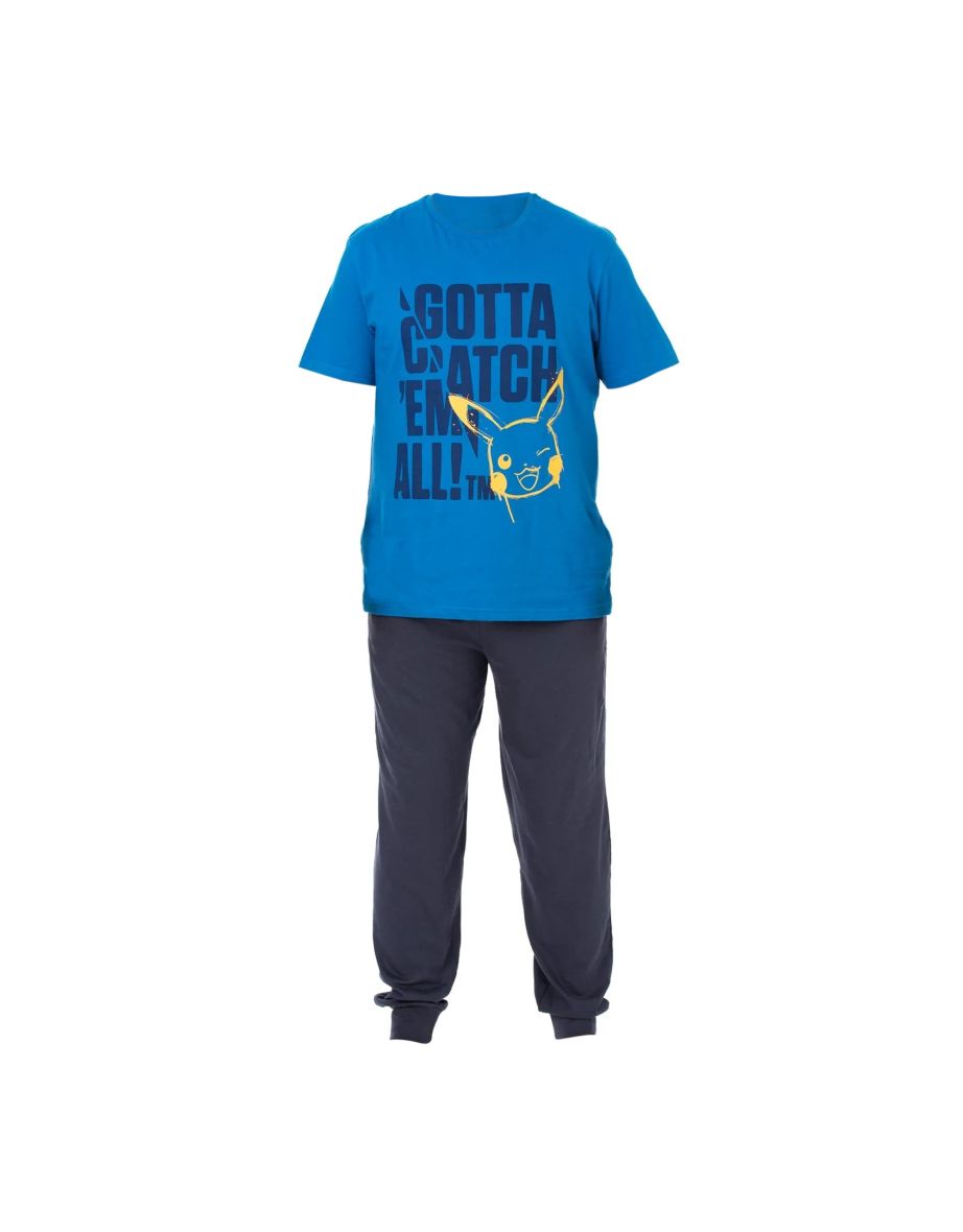 Pokemon Mens Gotta Catch Em All Long Pyjama Set - Blue/Navy Blue