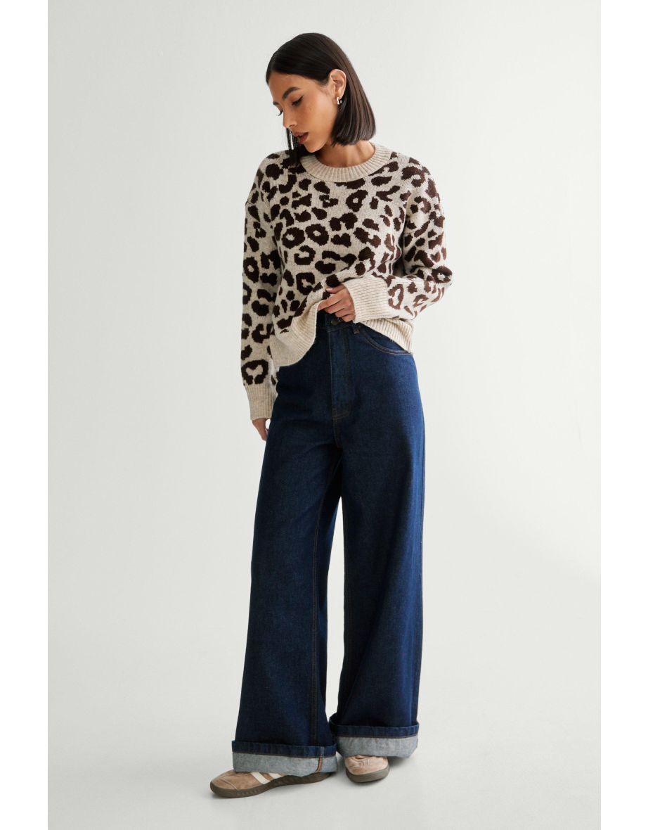 Animal Print Knitted Jumper