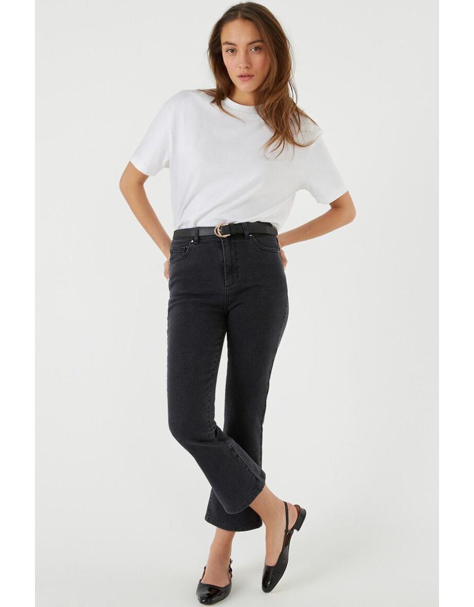 Kick Flare Jeans with High Waist, Length 26"