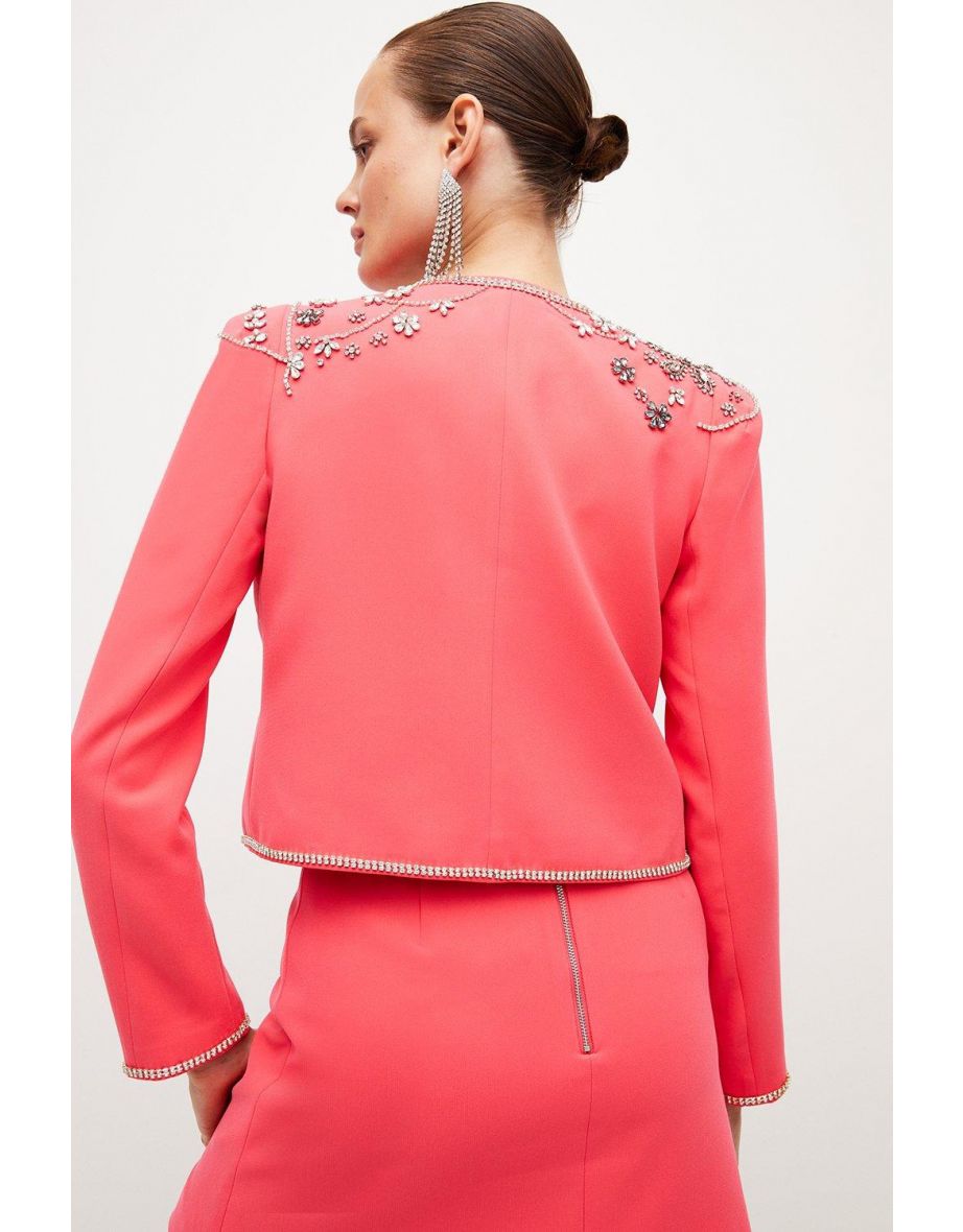 Crystal Embellished Cady Woven Jacket - 2