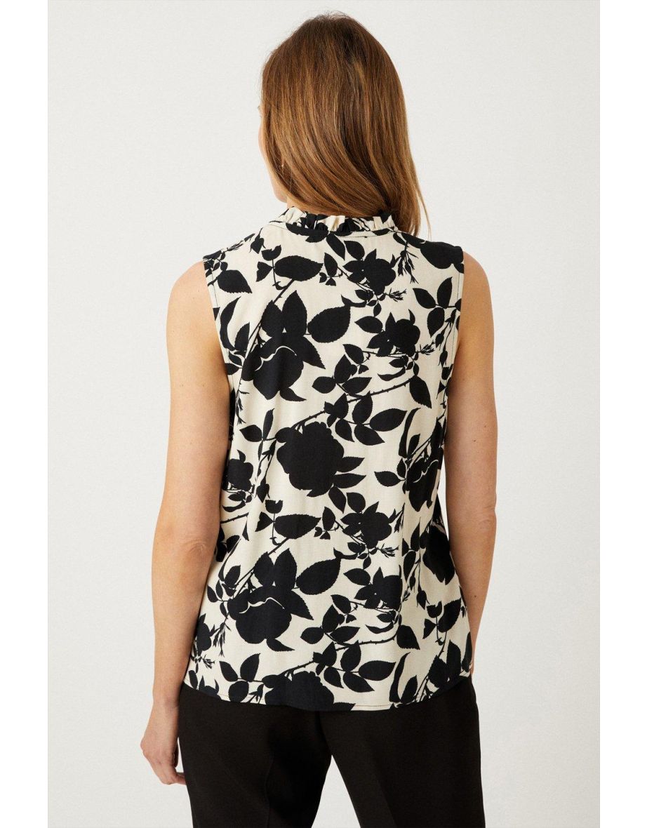 Mono Stencil Floral Sleeveless Shell Top - 2