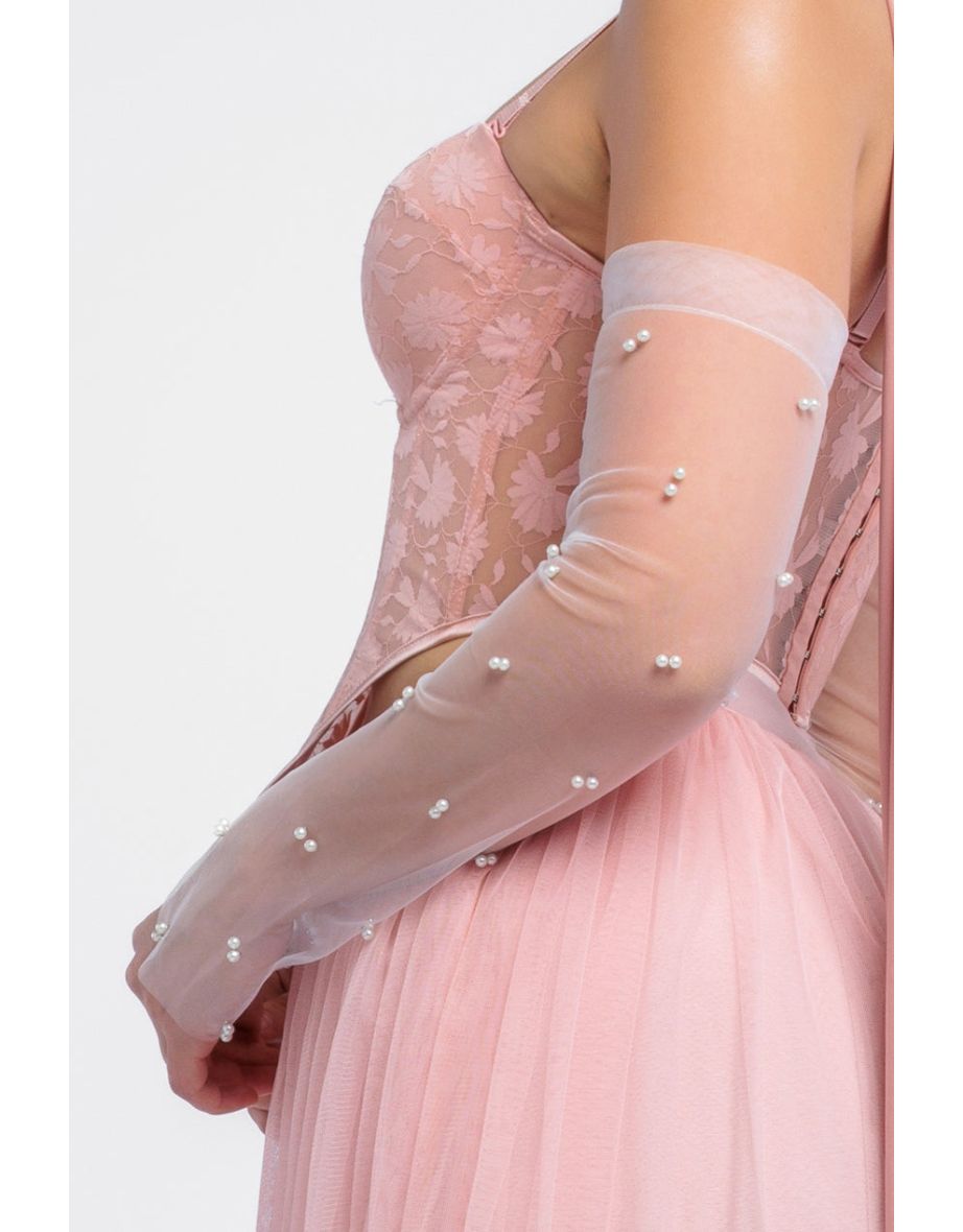 Goddiva Embellished Fingerless Mesh Gloves - 3