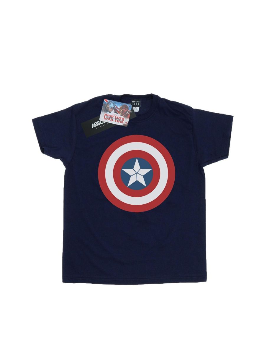 Marvel Boys Captain America Civil War Shield T-Shirt - Navy Blue - 1