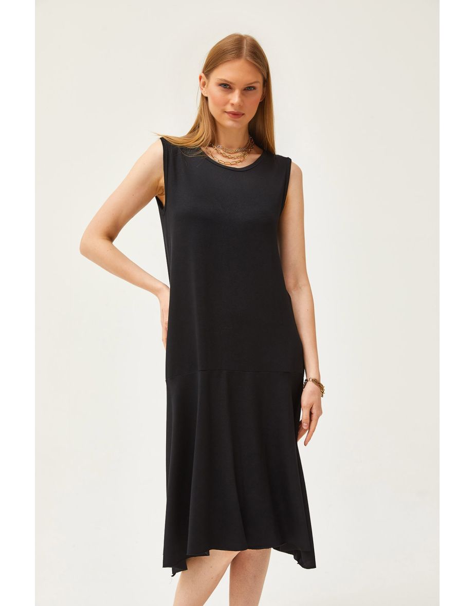 Women's Black Skirt Split Crystal Knitted Dress