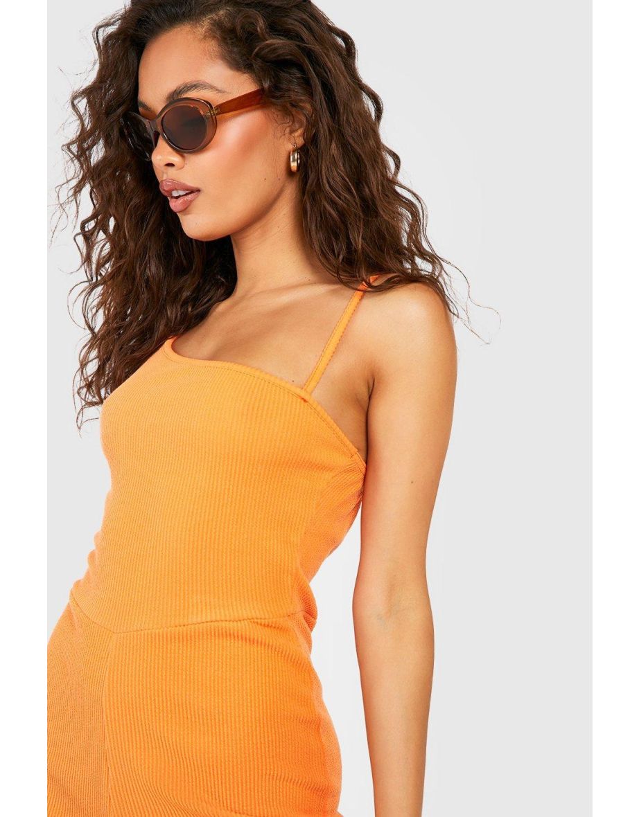 Ripple Rib Asymmetric Unitard - orange - 3