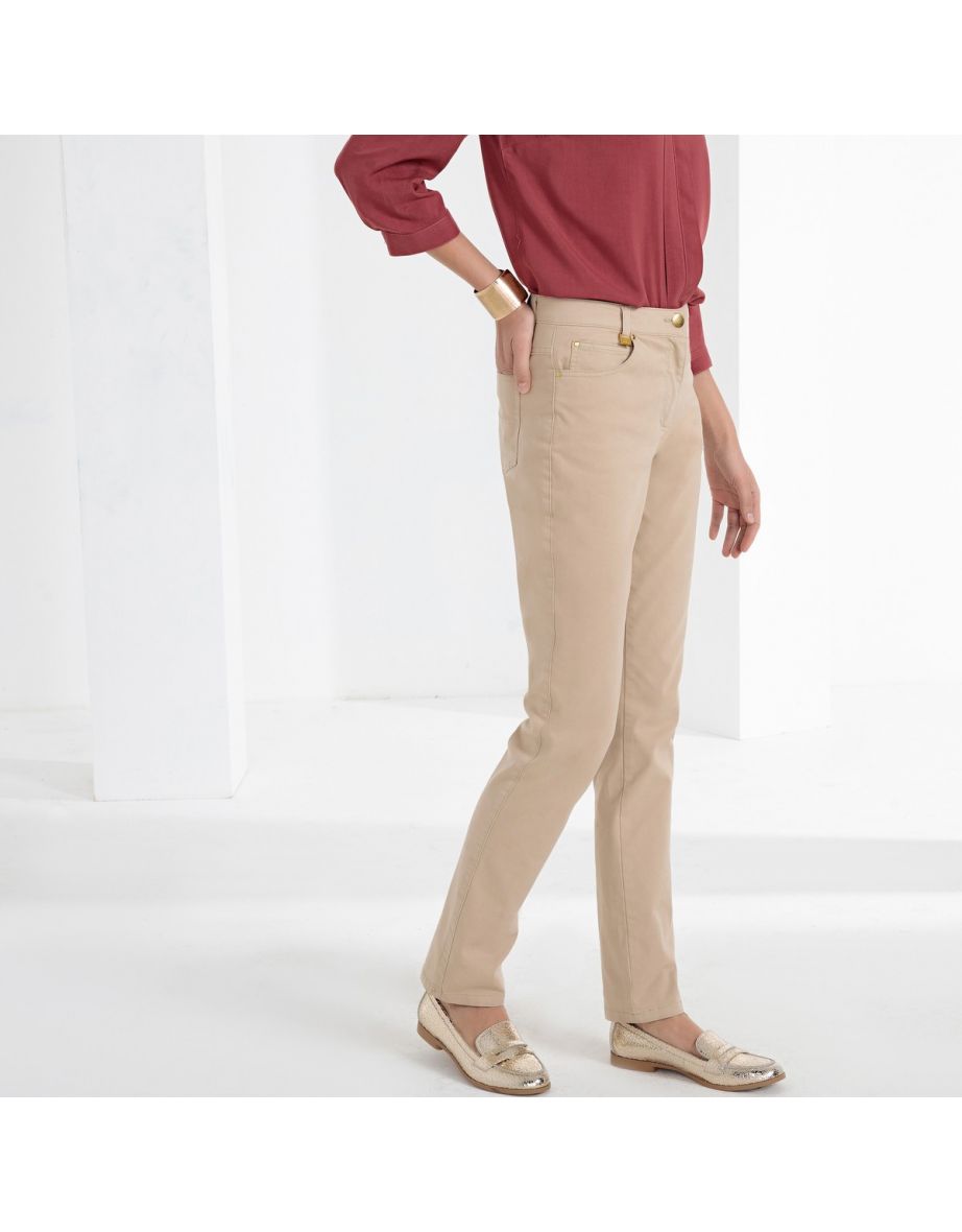 5-Pocket Stretch Cotton Straight Trousers